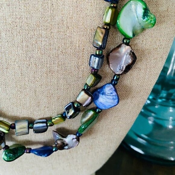 Abalone and Shell Colorful Necklace Double Strand - Picture 2 of 3